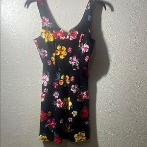 Planet Gold Black and Pink V-Neck Sleeveless Mini Dress